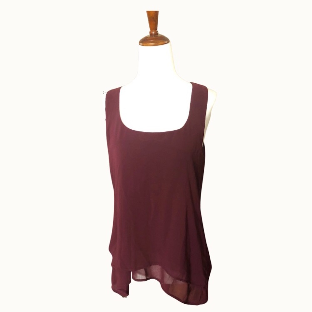 WHBM‎ Cottagecore Maroon Dark Red Sheer Layer Shell Sz XS